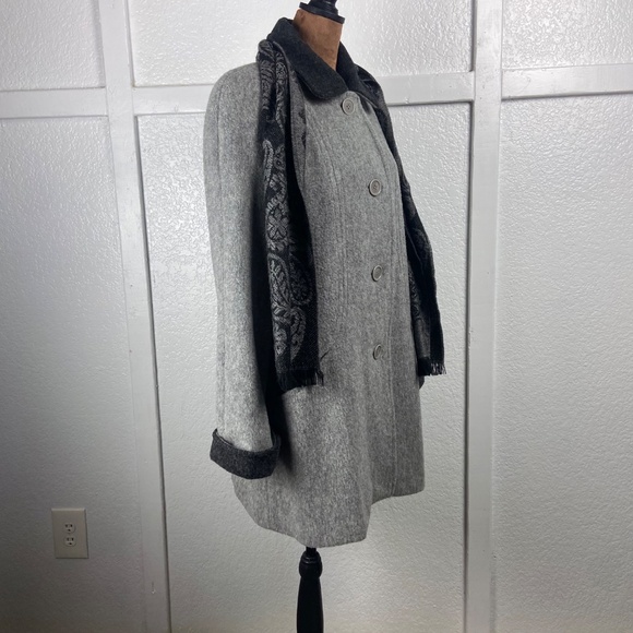 Vintage Herman Kay Wool Blend Gray Coat with Matching Scarf Women’s 12 - Picture 3 of 8
